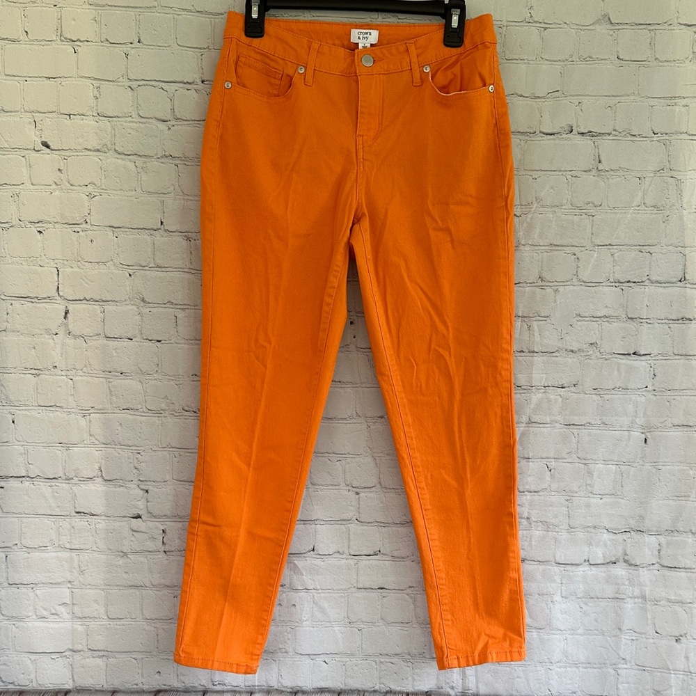 Crown & Ivy Bright Orange Women’s Skinny Jeans size 6